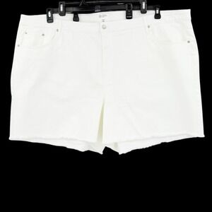 Candace Cameron Bure White Denim Frayed Hem Shorts Plus Size 32W High Rise NWOT